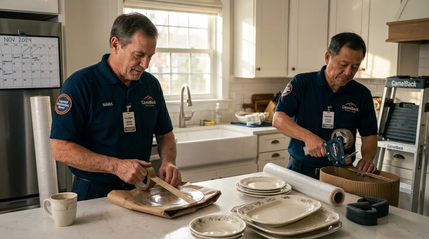 Professional crew packing kitchen dishware in Shenandoah, VA